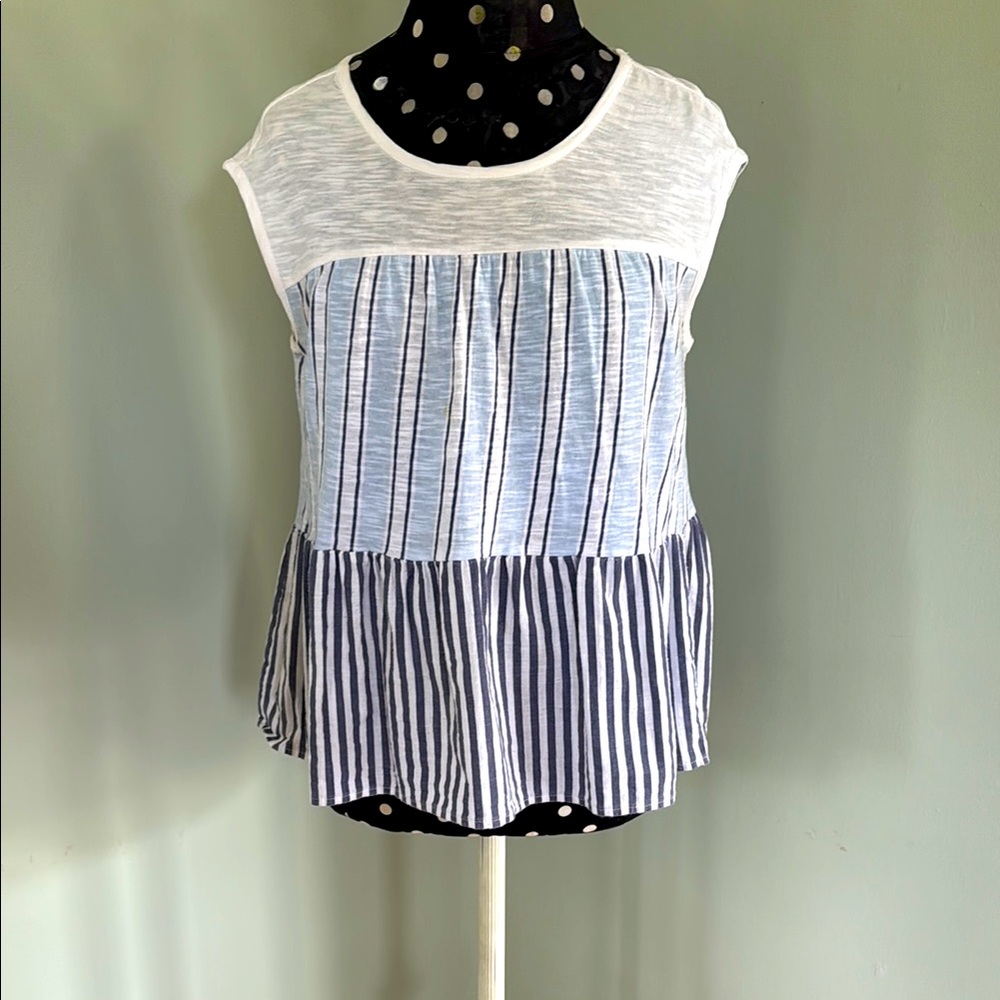 Striped Blue and White Sleeveless Top
